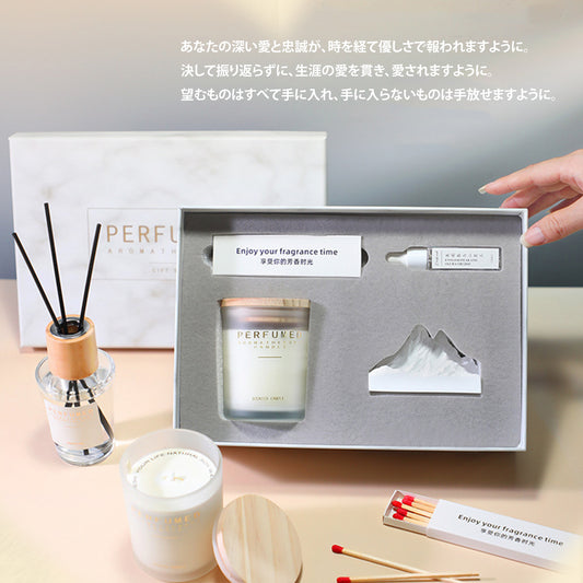 アロマセラピーキャンドルギフトボックス  クリエイティブマウンテンディフューザーストーンエッセンシャルオイルセット 高級室内用 長持ちアロマセラピー装飾品