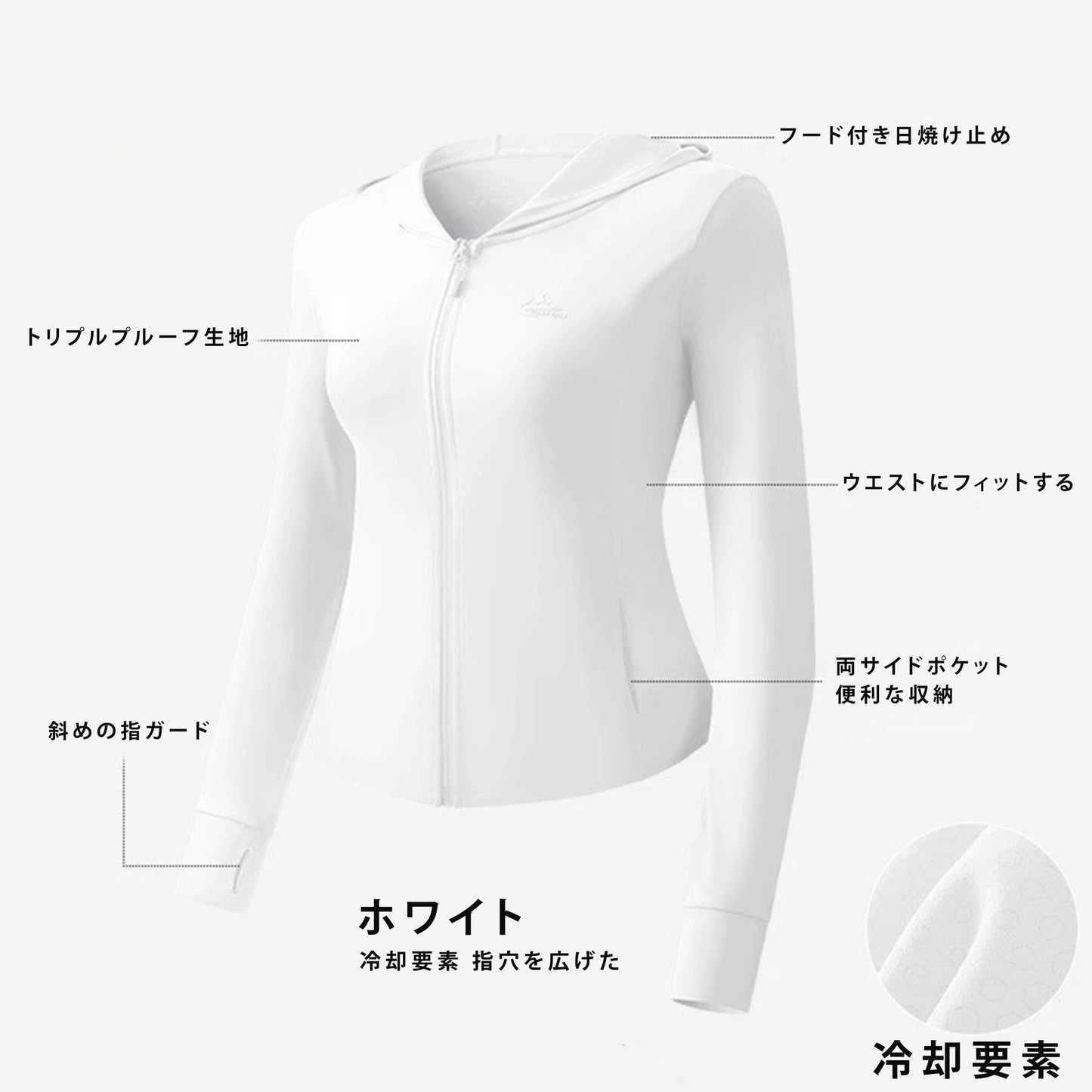 夏の女性用日焼け止め服、通気性、紫外線防止の薄い オリジナル糸のアイスシルク日焼け止め服、おしゃれなフード付きマスク
