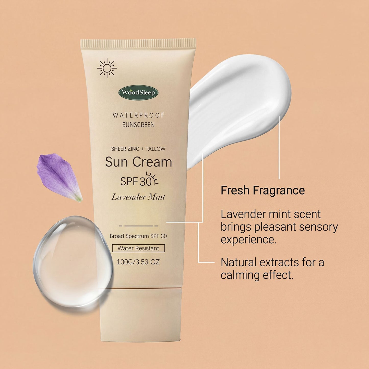 WoodSleep Waterproof Sunscreen SPF30 – Lavender Mint
