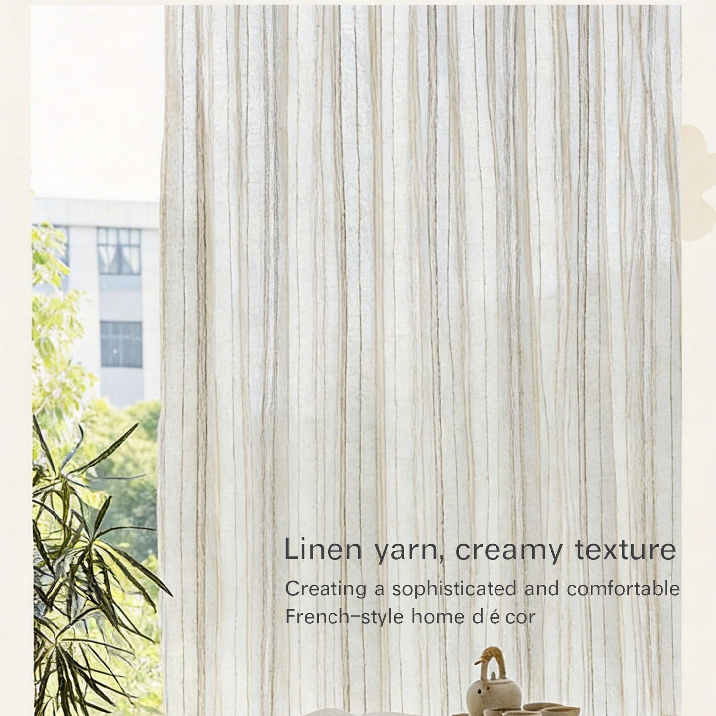 Striped Linen Curtain | French Vintage Style - Price per meter