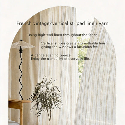 Striped Linen Curtain | French Vintage Style - Price per meter