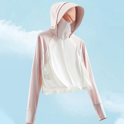 夏用ショート丈日焼け止め服、UPF50+紫外線カット、アイスシルクスキン、快適で通気性のあるショール、女性用日焼け止め服