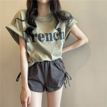 2025年新作ネットセレブインスーパーホットスリムドロップショルダースウィートクール半袖Tシャツゆったり女子夏学生トップストレンド